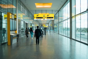 Passengers walking on airport