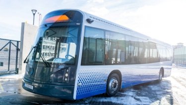 At Vilnius Airport, a prototype electric passenger bus is being tested