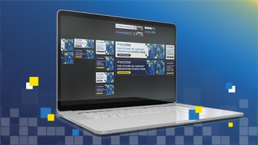 APS image of a laptop showing logos and banners